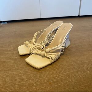 5 for $25 SHEIN Strappy Square-Toe White Heeled Sandals